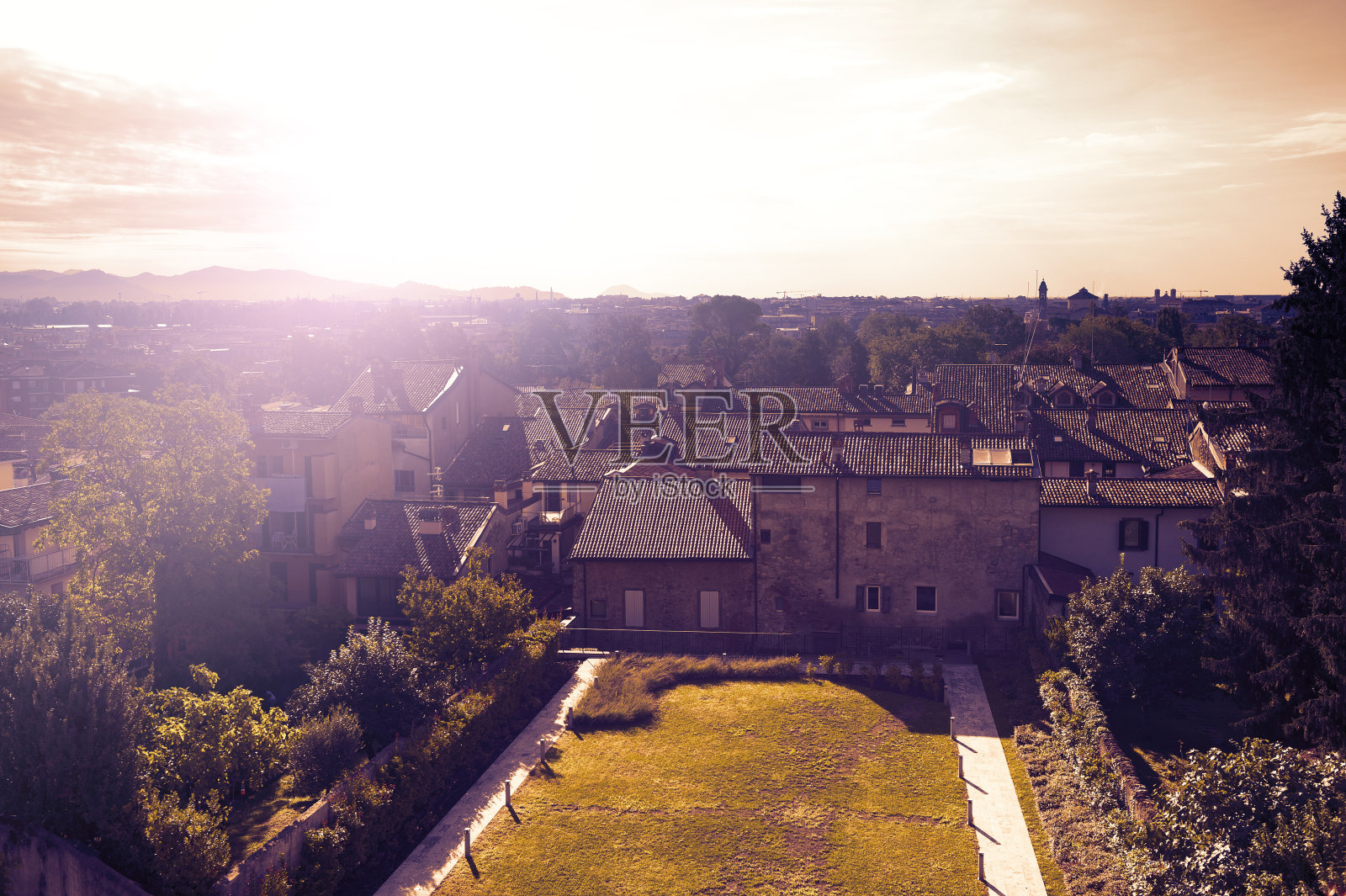 意大利的贝加莫市照片摄影图片