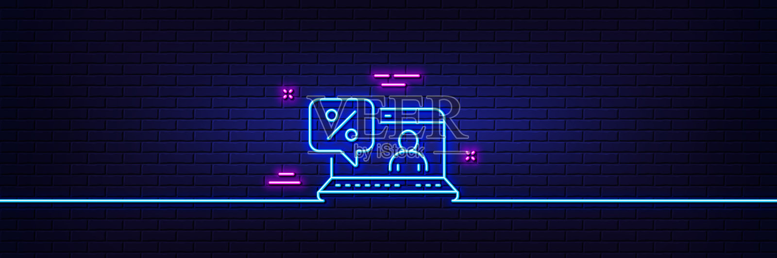 网上贷款百分比线图标折扣标志霓虹灯插画图片素材