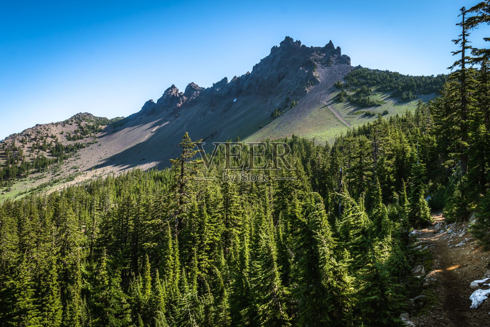鸟瞰图的山景观周围茂密的树木照片摄影图片