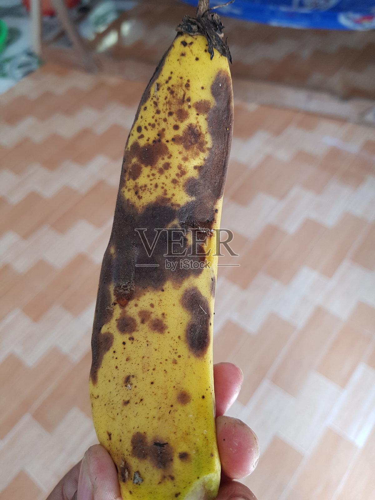 越南成熟香蕉果实的炭疽病照片摄影图片