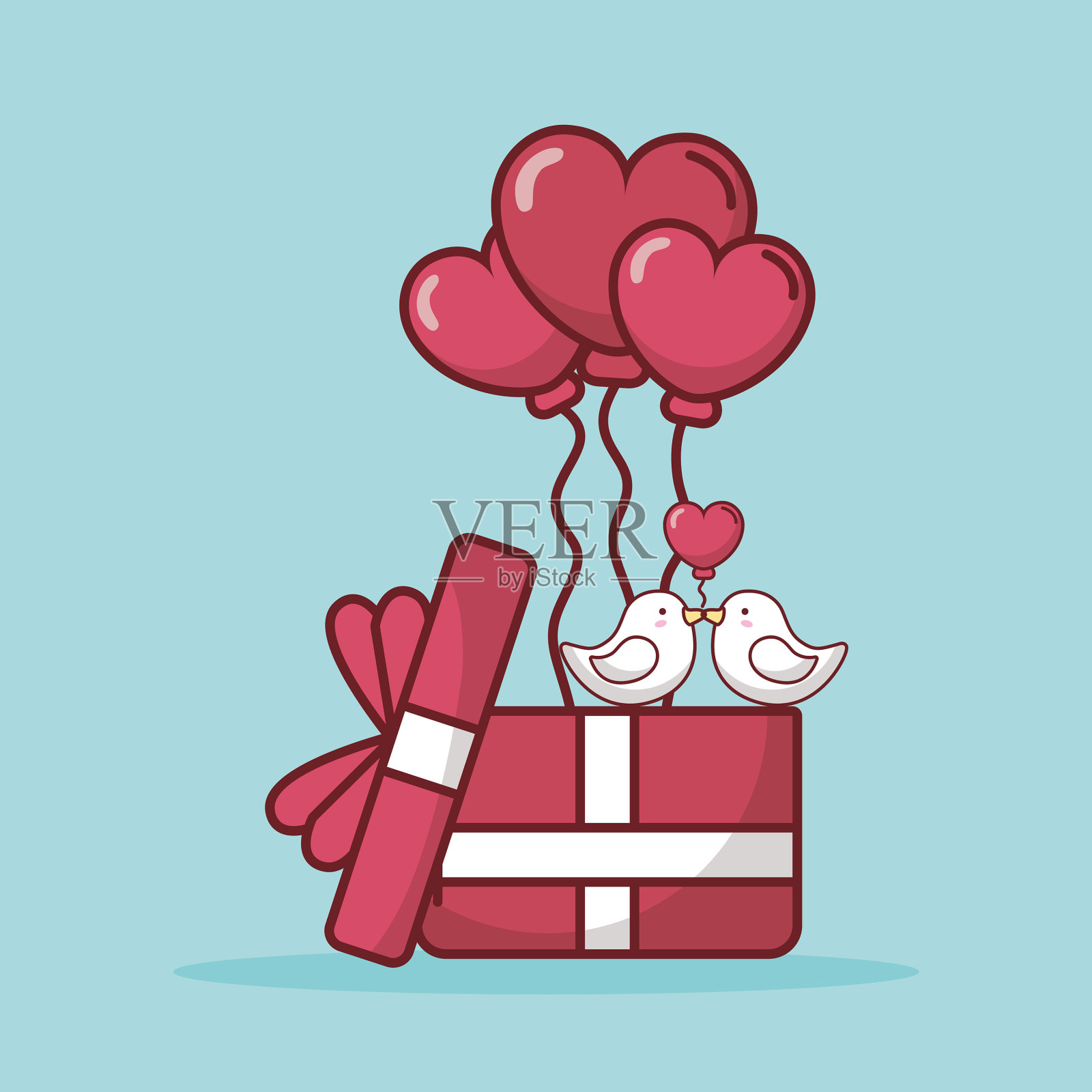爱心气球作为礼物插画图片素材