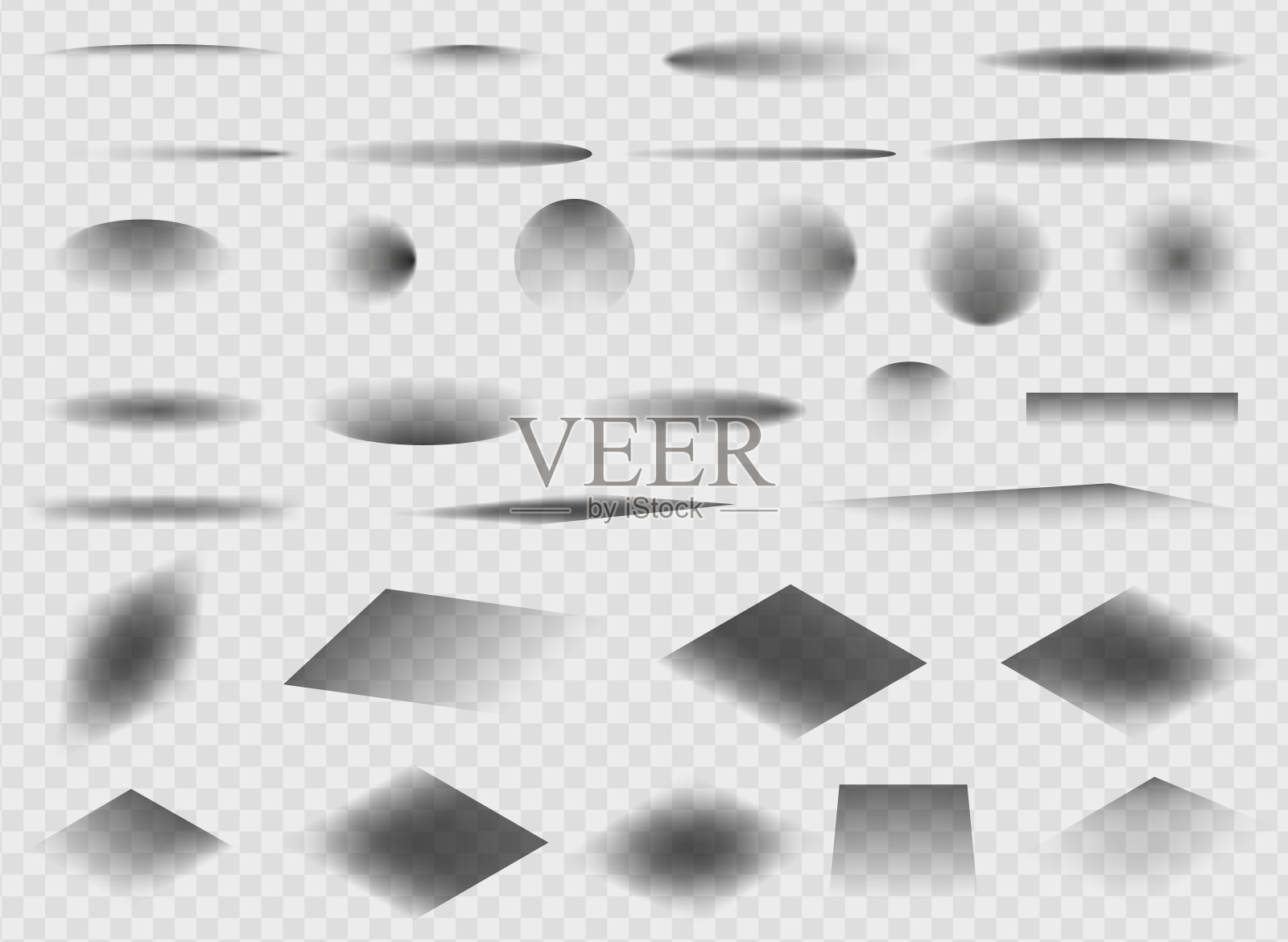 逼真的阴影设置插画图片素材