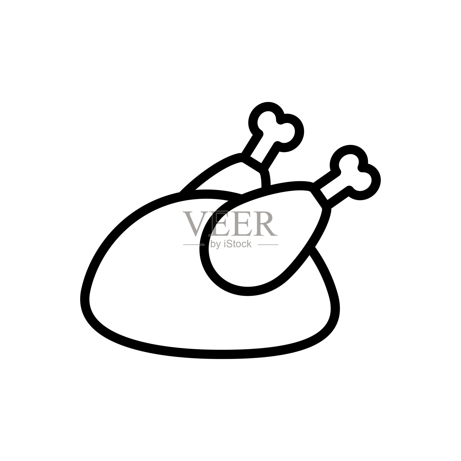 鸡肉图标矢量设计模板在白色背景插画图片素材