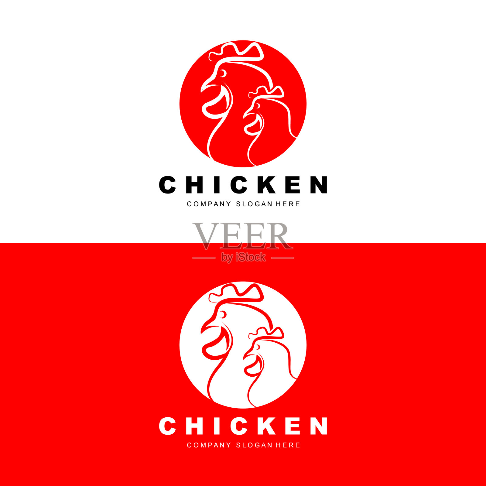 鸡的标志，农场动物矢量，设计养鸡场，炸鸡餐厅，咖啡馆插画图片素材