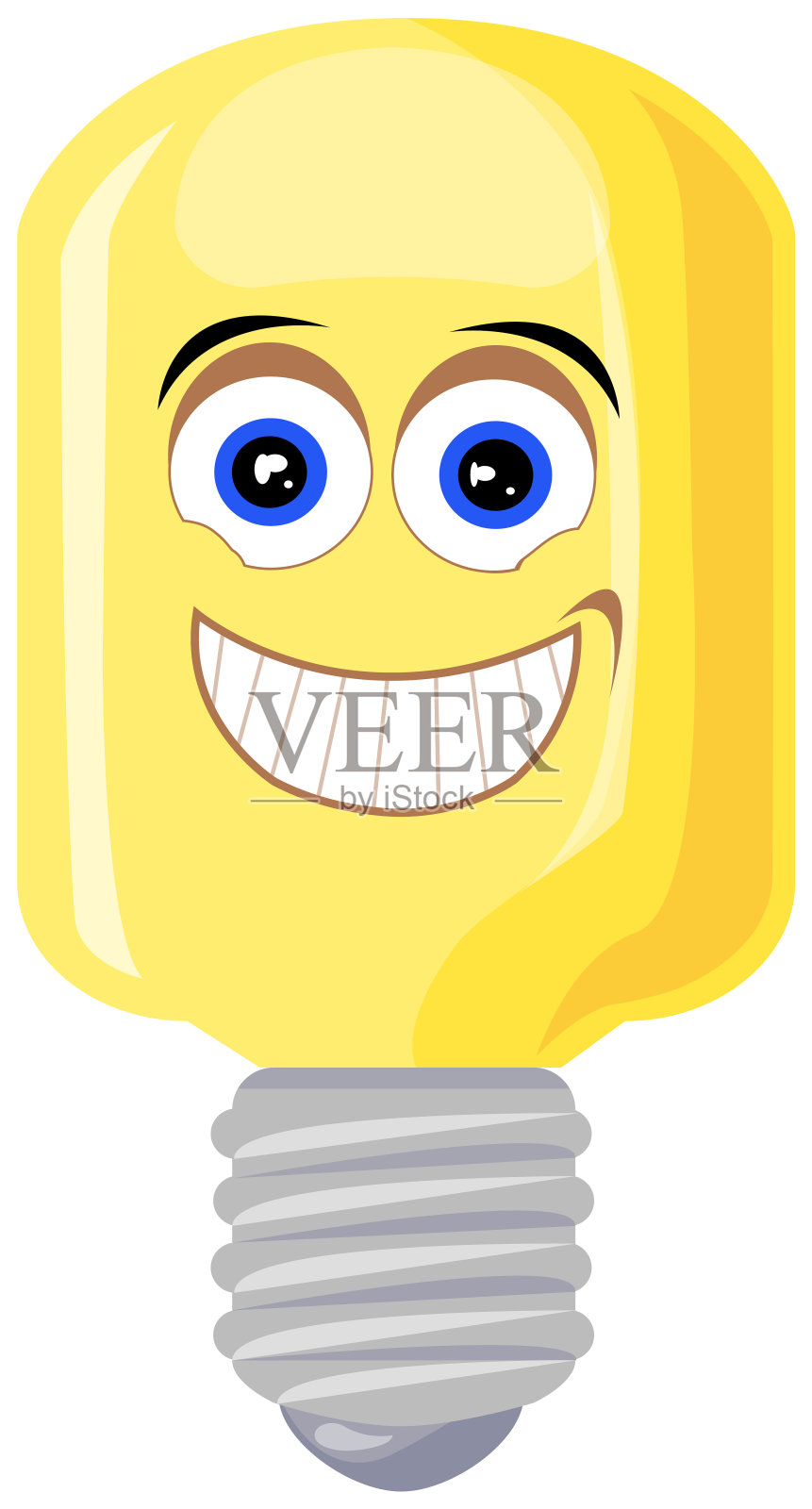 电动LED、白炽灯或节能照明灯具。灯泡带着大大的微笑插画图片素材