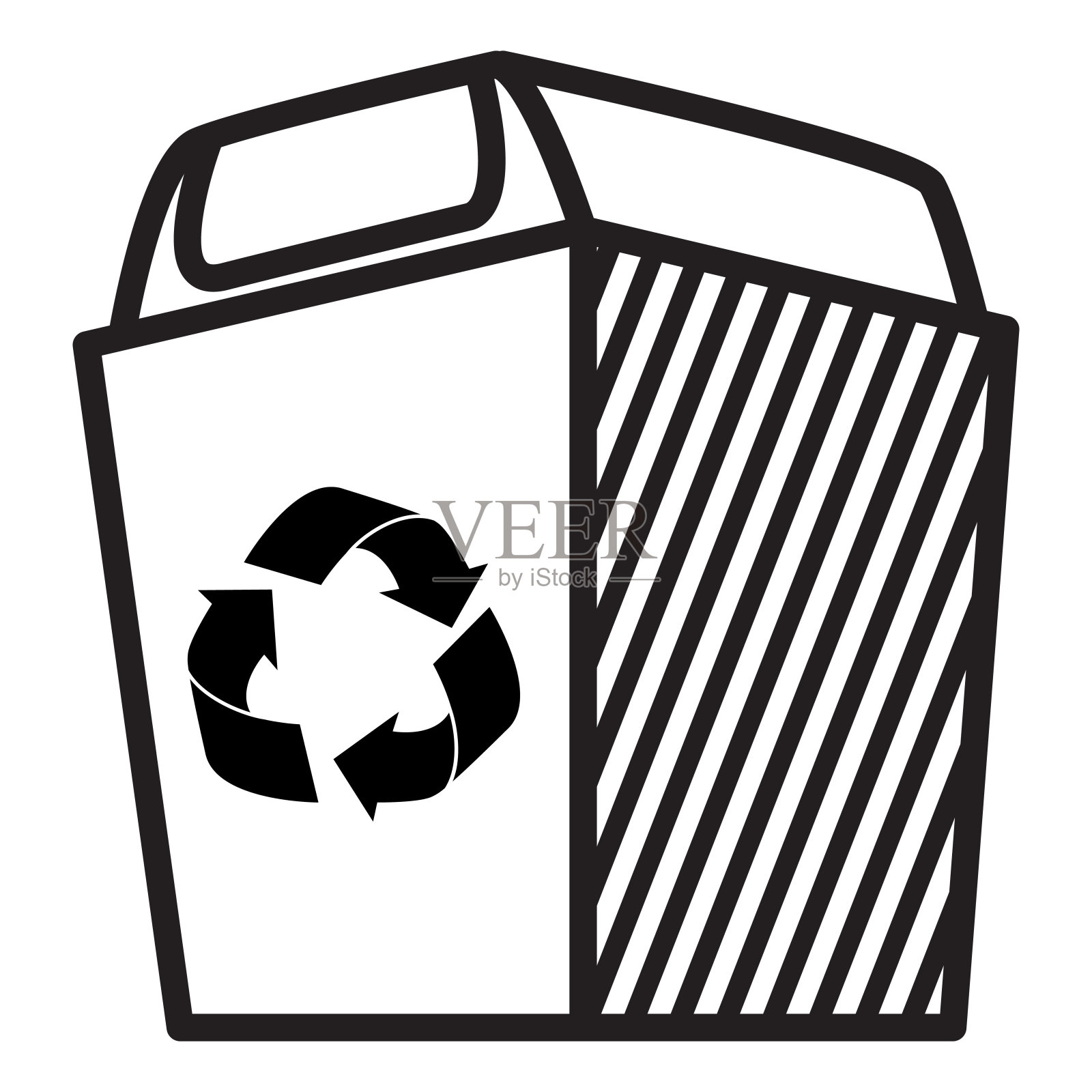 垃圾桶。垃圾桶回收图标。塑料垃圾容器。插画图片素材