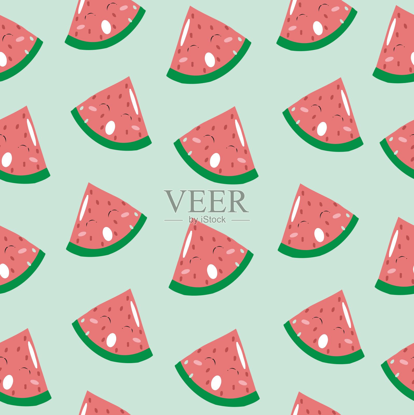 可爱的无缝图案与卡通水果。插画图片素材