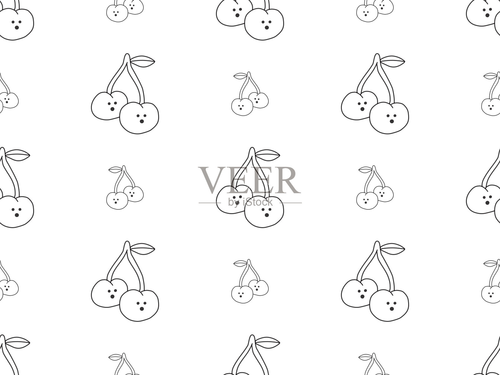 白色背景上的樱桃无缝图案插画图片素材
