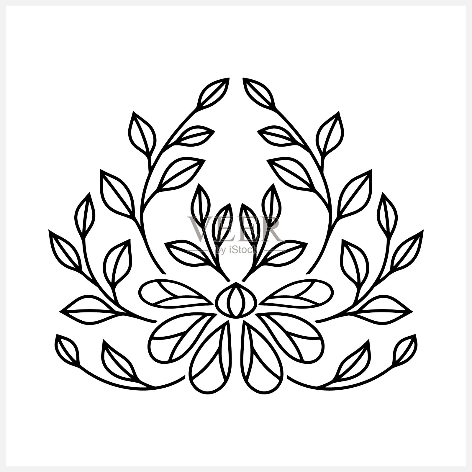 涂鸦花与叶子隔离。涂色页图书设计。草图矢量股票插图。每股收益10插画图片素材