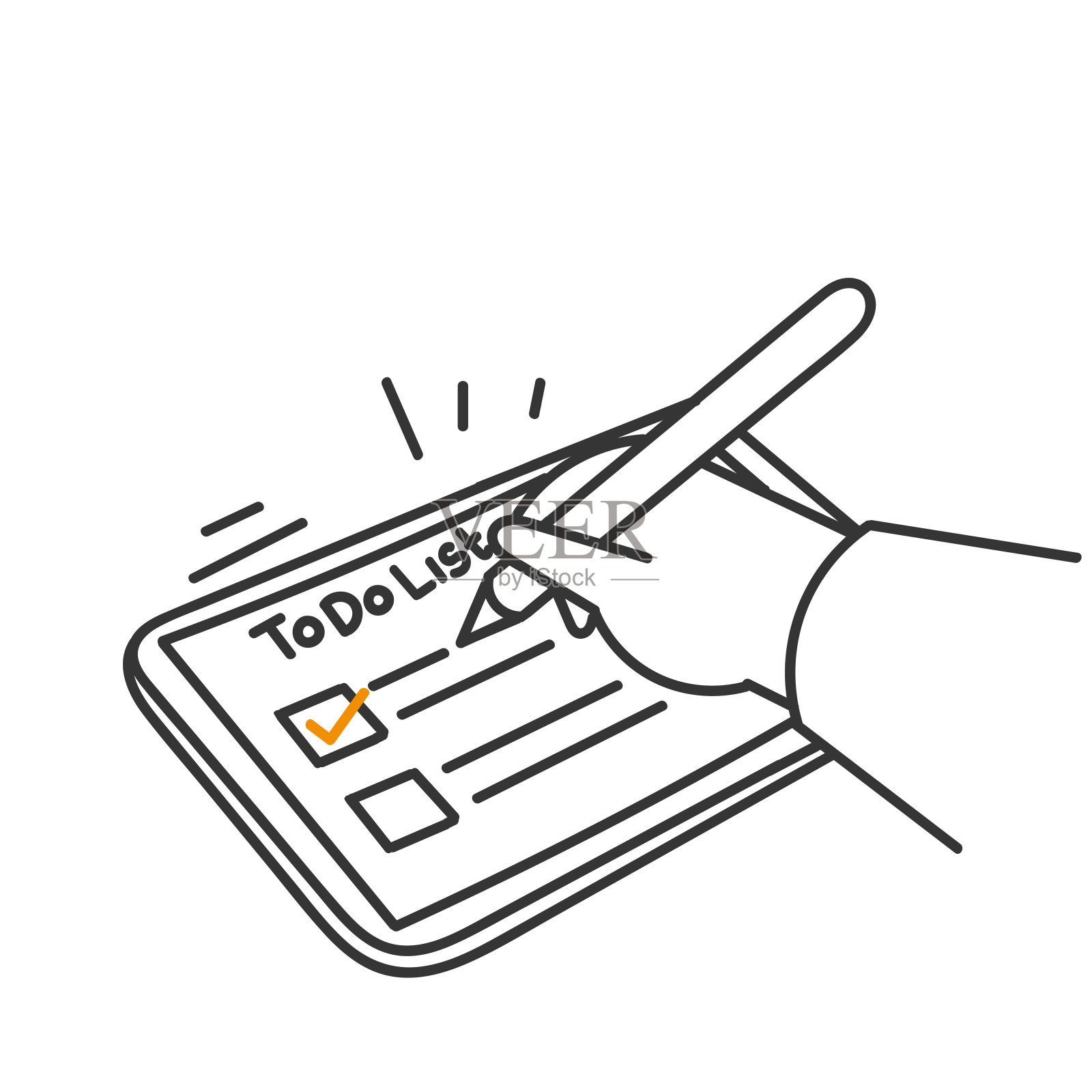 手绘涂鸦做清单计划在手机上的屏幕插图插画图片素材