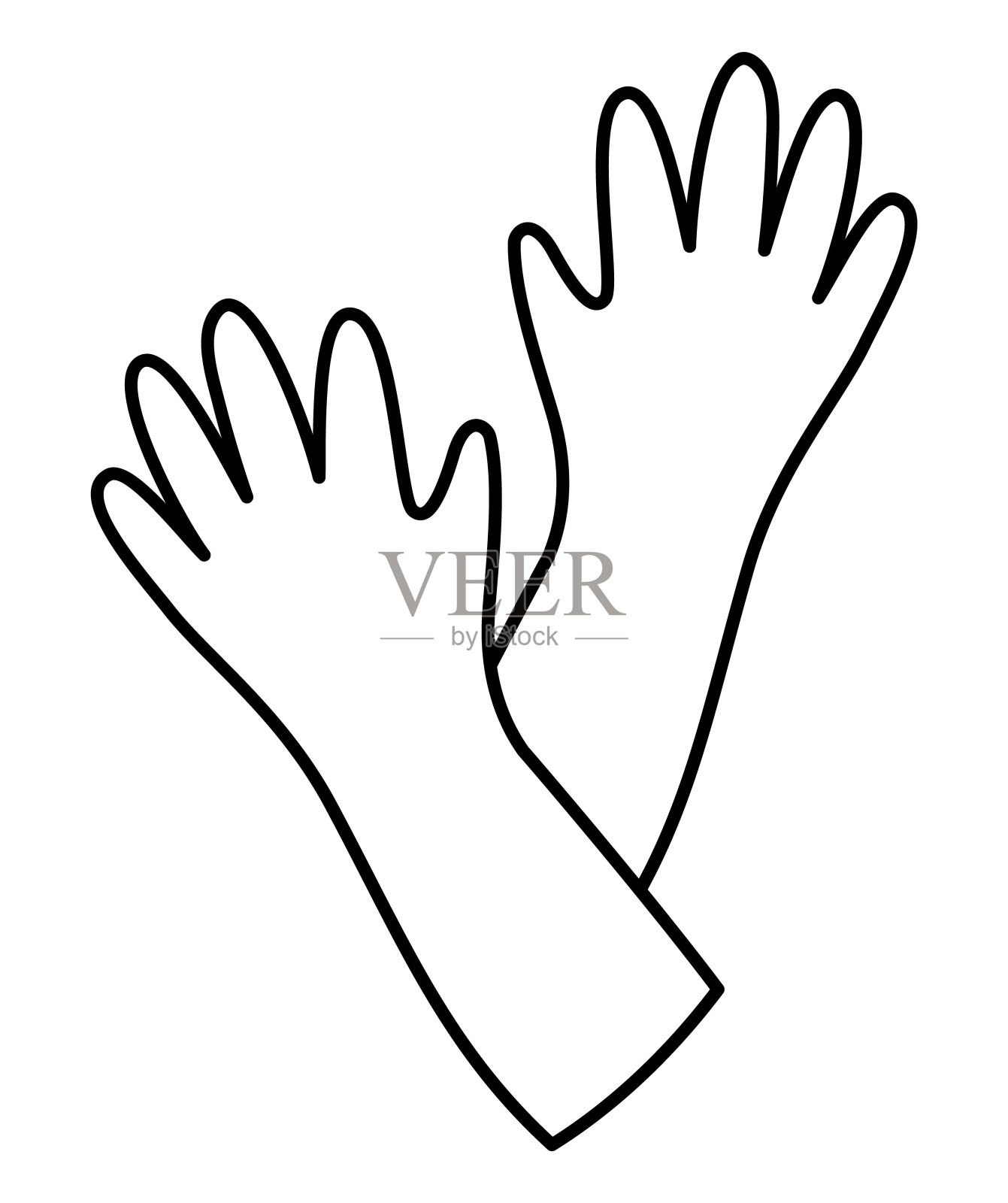 矢量黑色和白色的新娘手套图标。新娘手衣线插图。可爱的轮廓配件女孩在睡衣。婚礼彩绘页插画图片素材