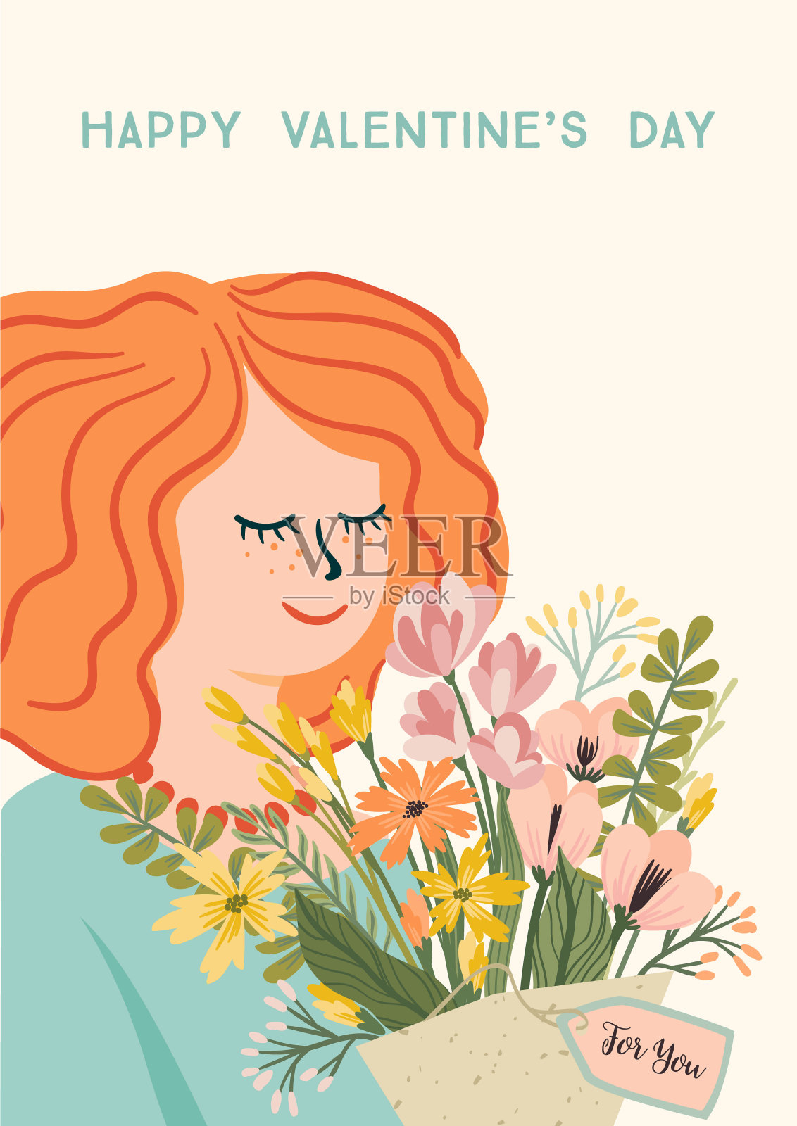 浪漫的插图与可爱的女人。爱情，爱情故事，关系。矢量设计概念为情人节等插画图片素材