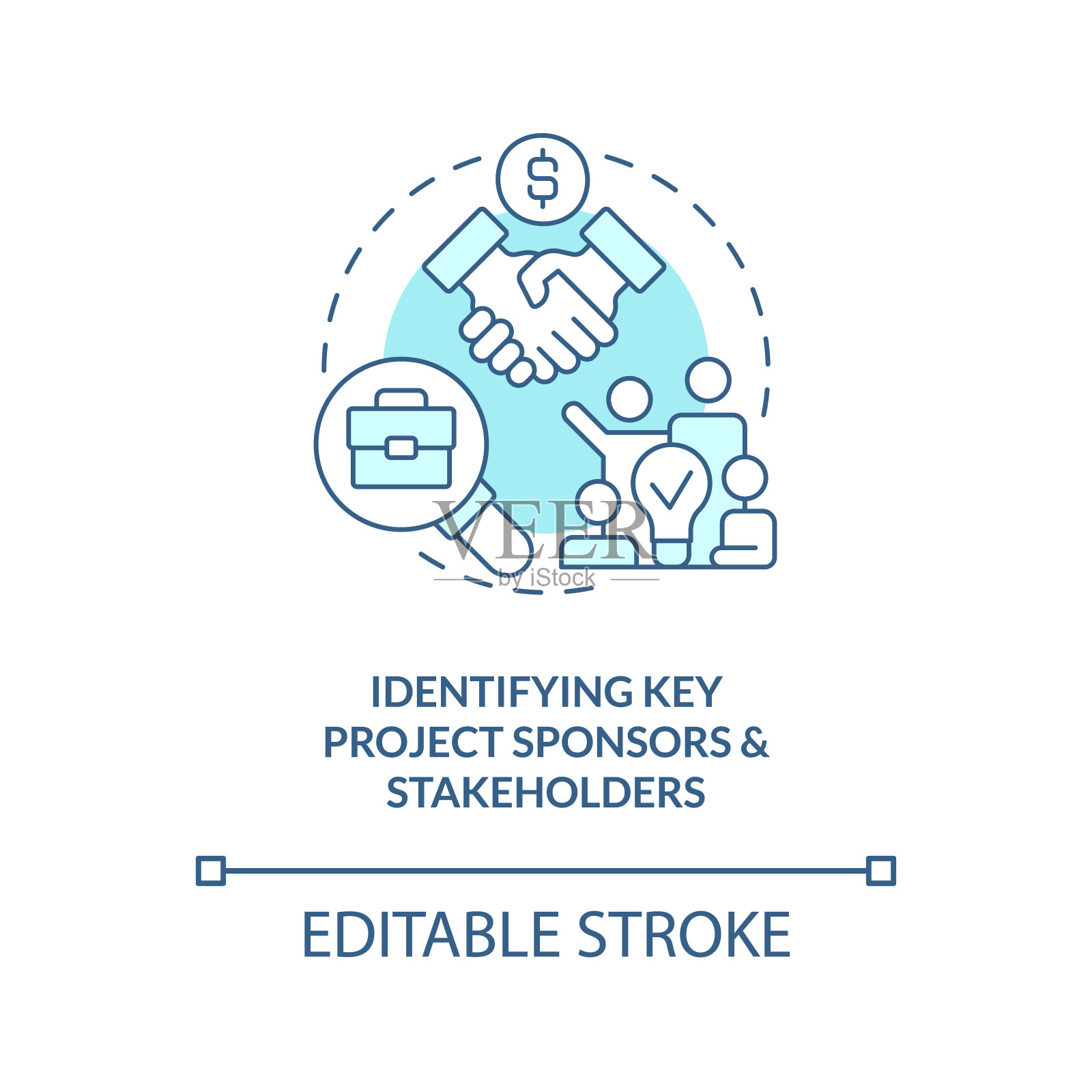 确定关键项目赞助商绿松石概念图标插画图片素材