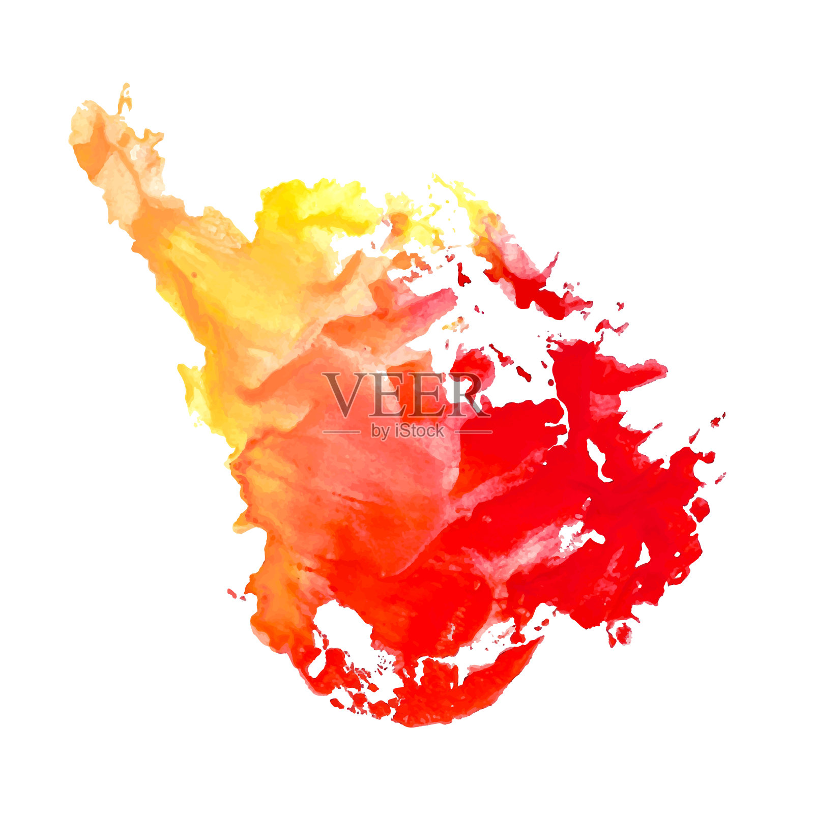 摘要液体水彩染色红黄颜色插画图片素材
