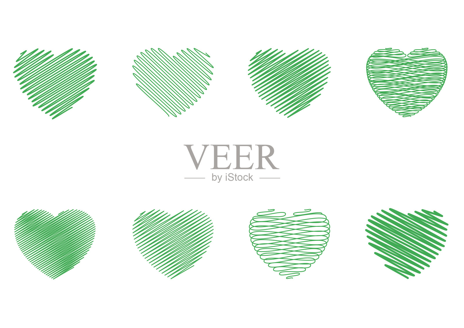 绿色心形图标插画图片素材