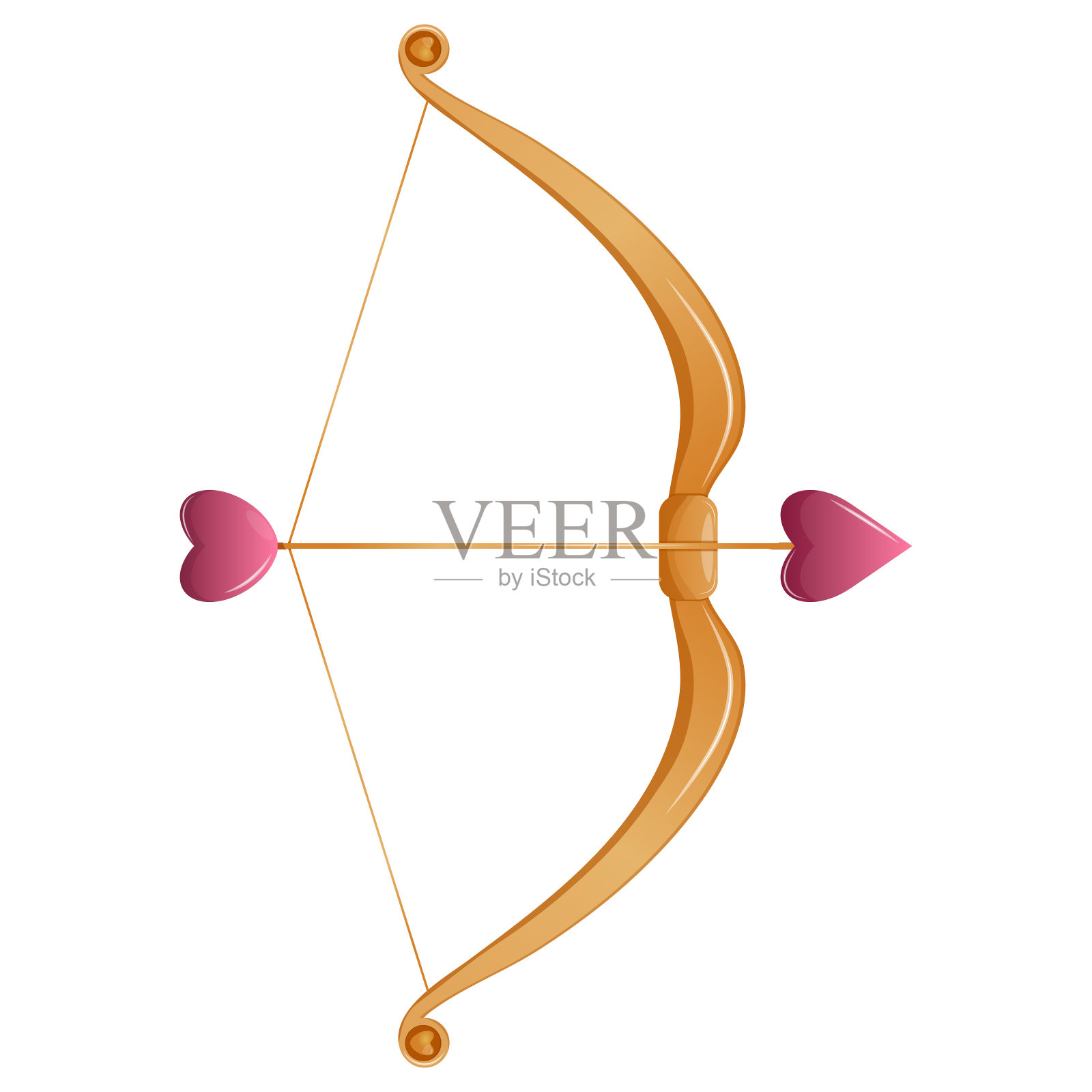 卡通丘比特的箭和弓。情人节象征爱情的礼物、卡片、海报。矢量插图。设计元素图片