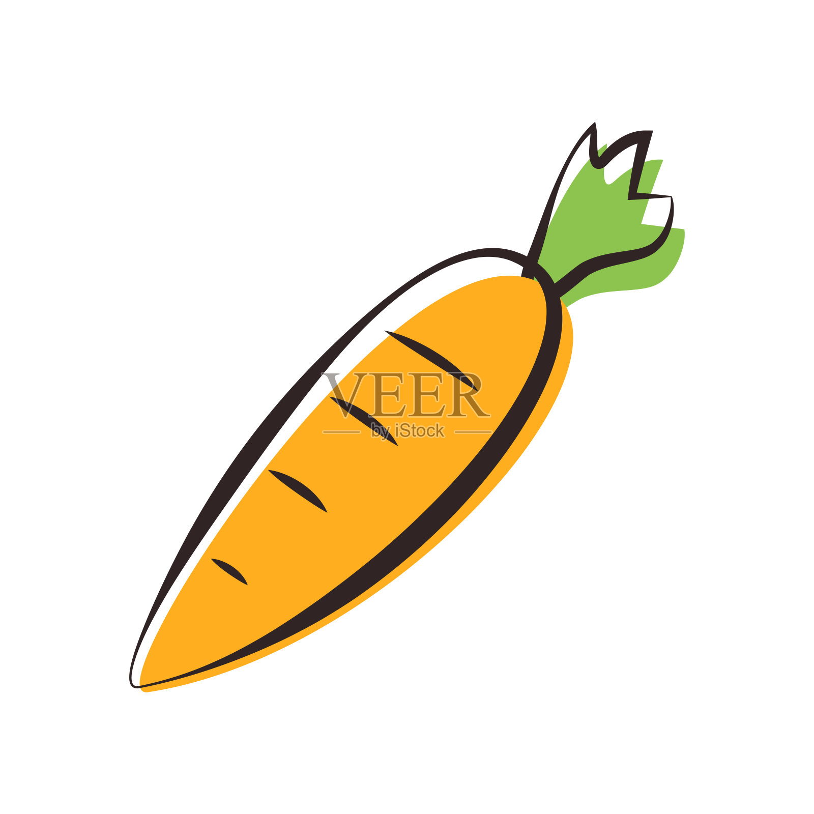 胡萝卜卡通向量。胡萝卜标志设计。插画图片素材