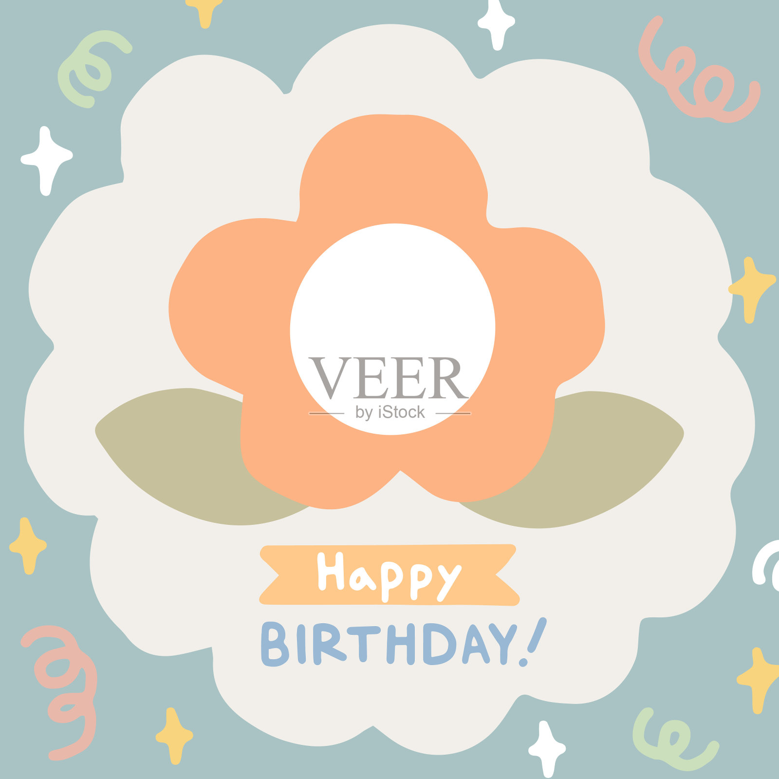 花脸生日贺卡。插画图片素材