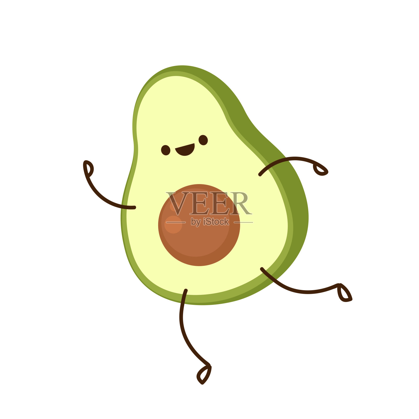 牛油果角色设计。白色背景的牛油果。插画图片素材