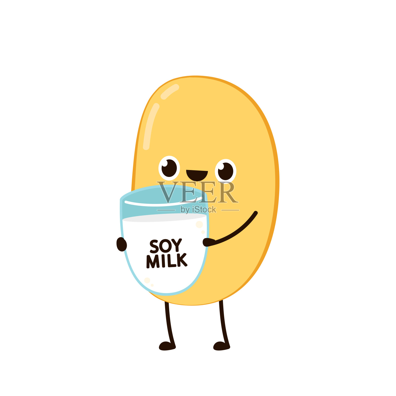 大豆向量。大豆字符设计。豆浆载体。插画图片素材