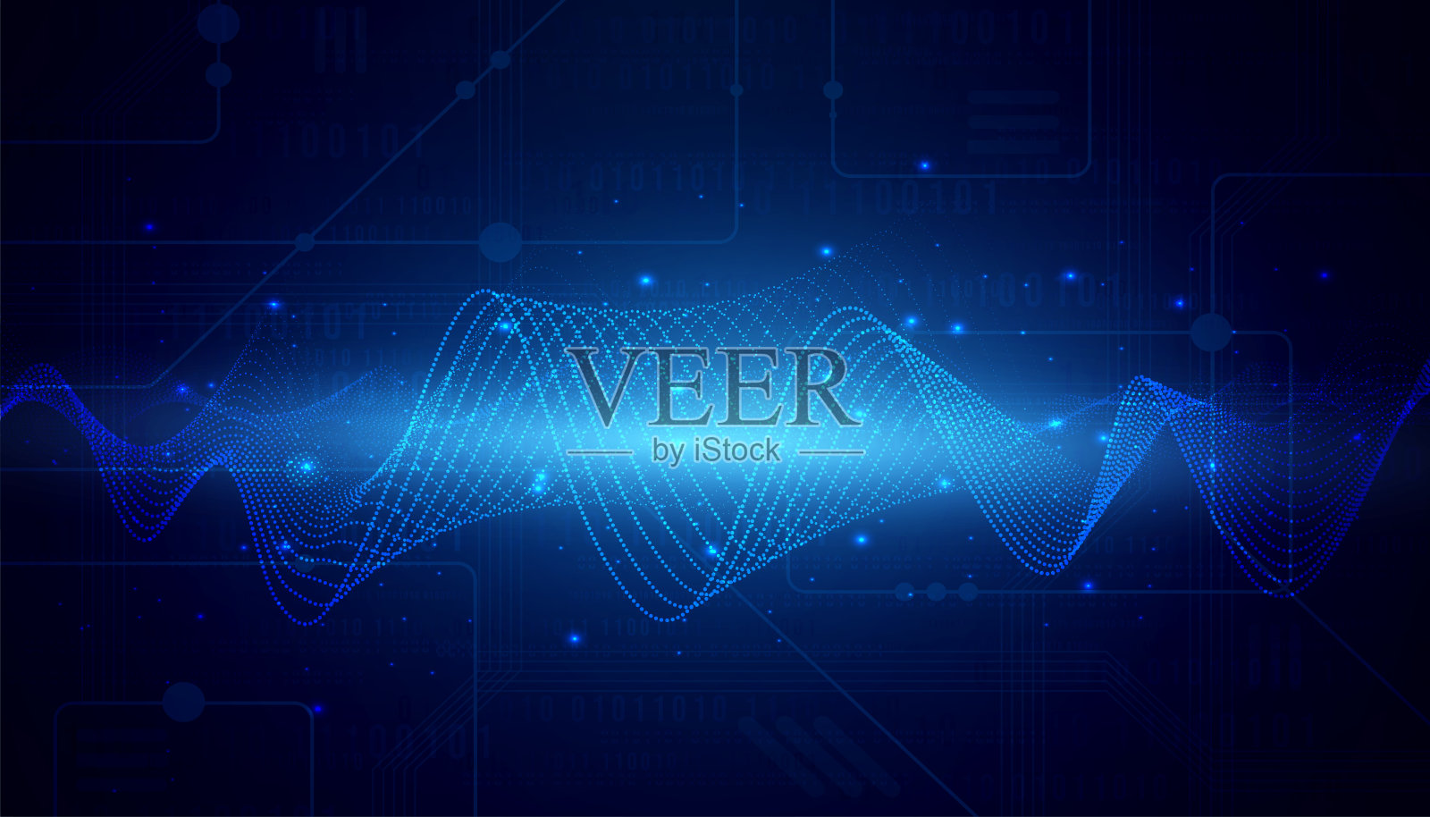 数字技术数据蓝色背景，在线网络媒体算法，抽象波未来电路技术，创新未来，互联网网络连接，Ai大数据，高科技例证向量插画图片素材