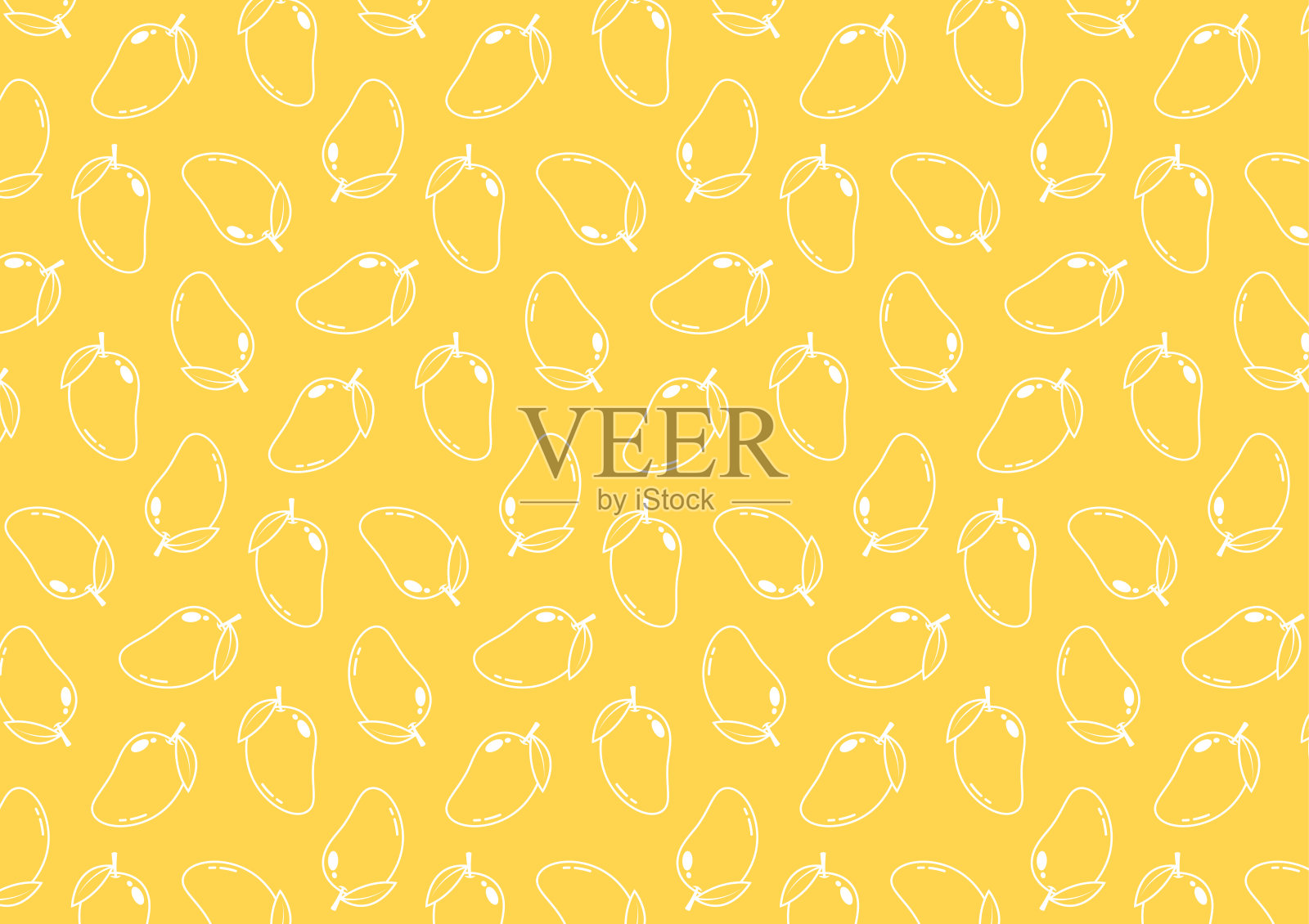 芒果图案的壁纸。芒果符号向量。芒果涂鸦。泰国甜点。插画图片素材