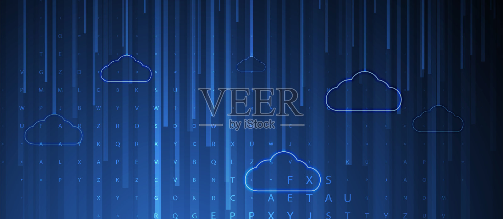 云技术。集成数字网页概念背景插画图片素材