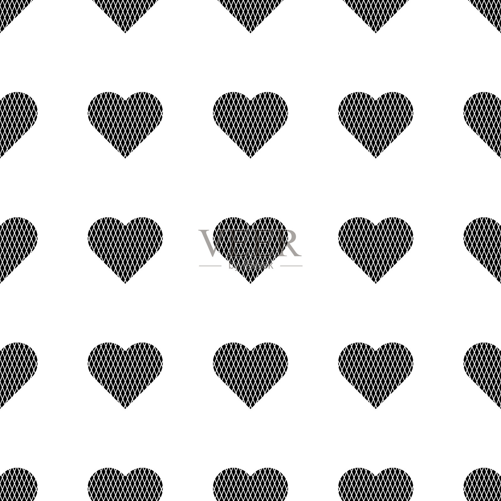 爱心图标插图矢量无缝模式背景。插画图片素材