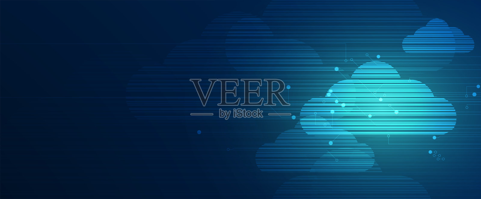 云技术。集成数字网页概念背景插画图片素材