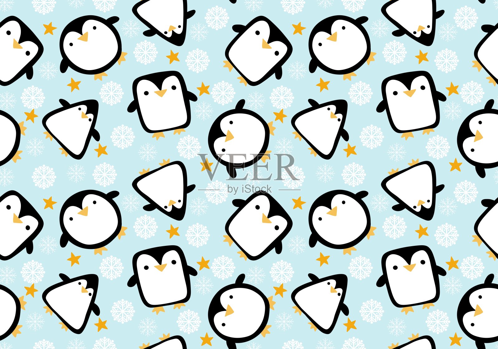 动物企鹅无缝图案的包装纸和孩子插画图片素材