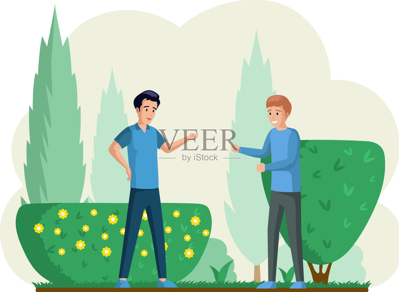 男人在玩剪刀石头布的时候会用手做手势。微笑的男孩玩游戏插画图片素材