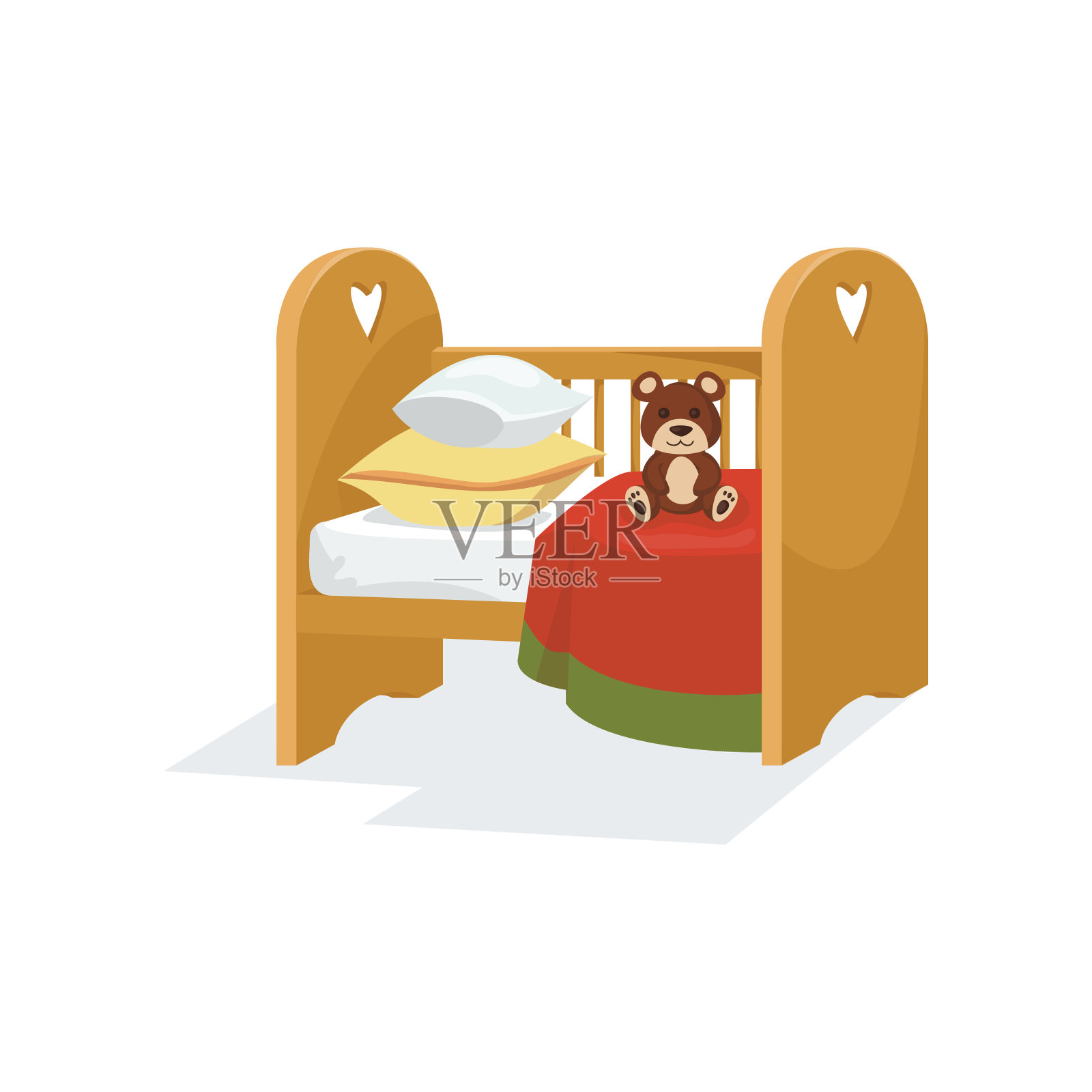 儿童木床卡通矢量插图插画图片素材