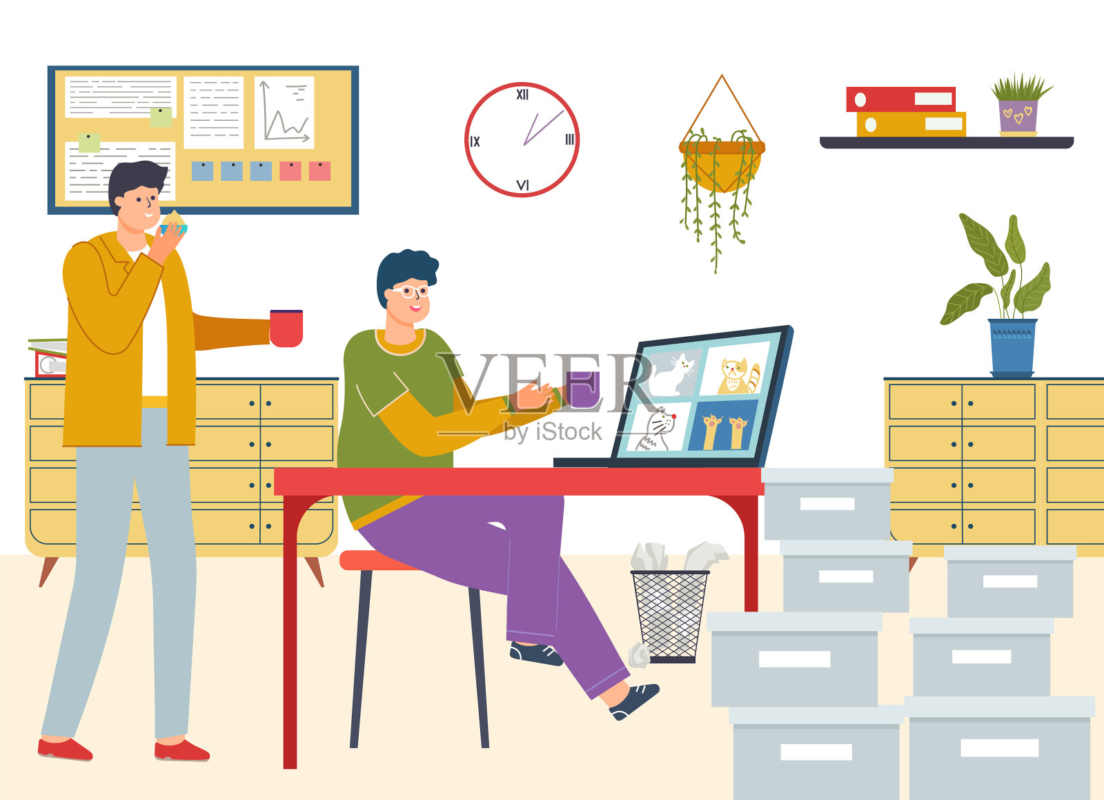 商人性格办事员坐办公室插画图片素材