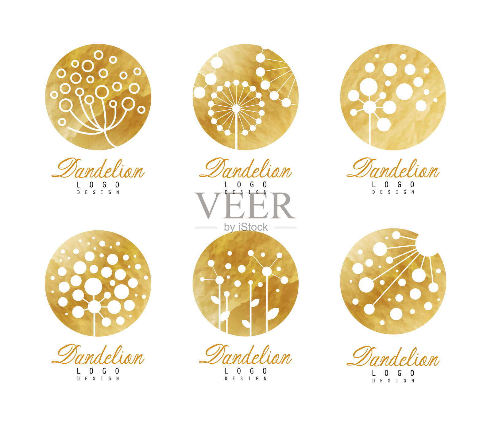 标志设计集蒲公英花优雅插画图片素材