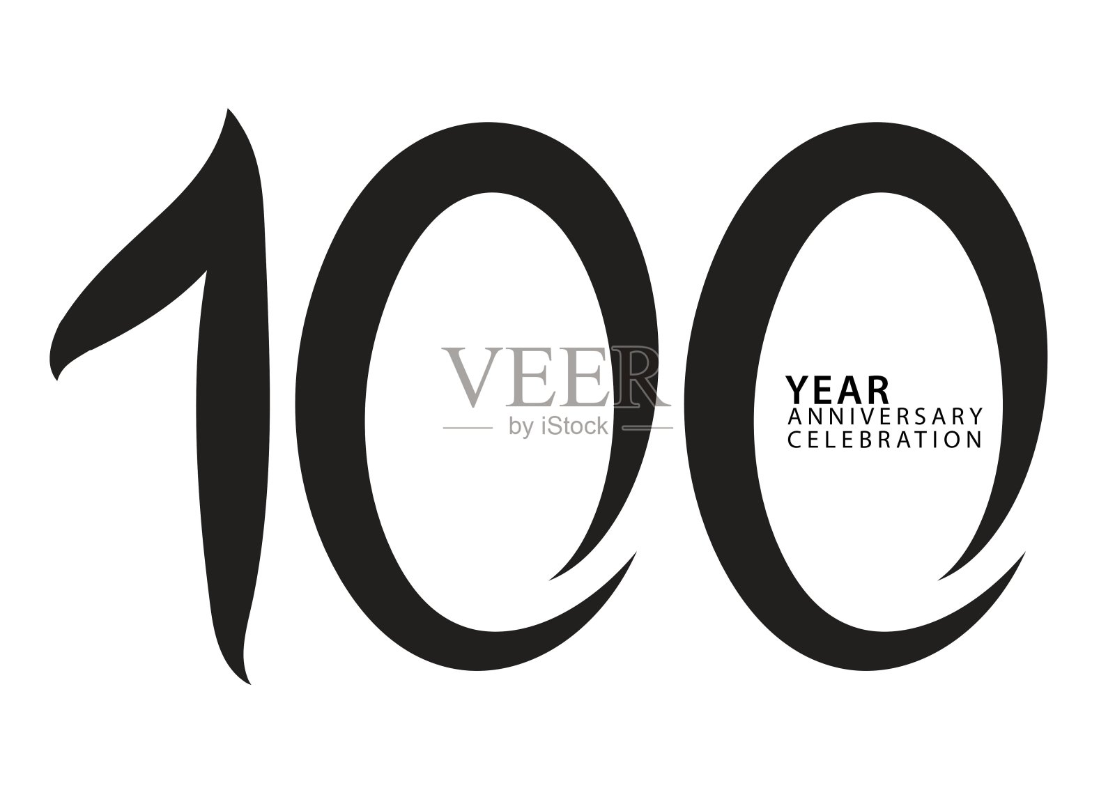 100周年庆典黑色彩色标志矢量，100号设计，100岁生日邀请，标志数字设计矢量插图，图形元素，书法字体，排版标志插画图片素材