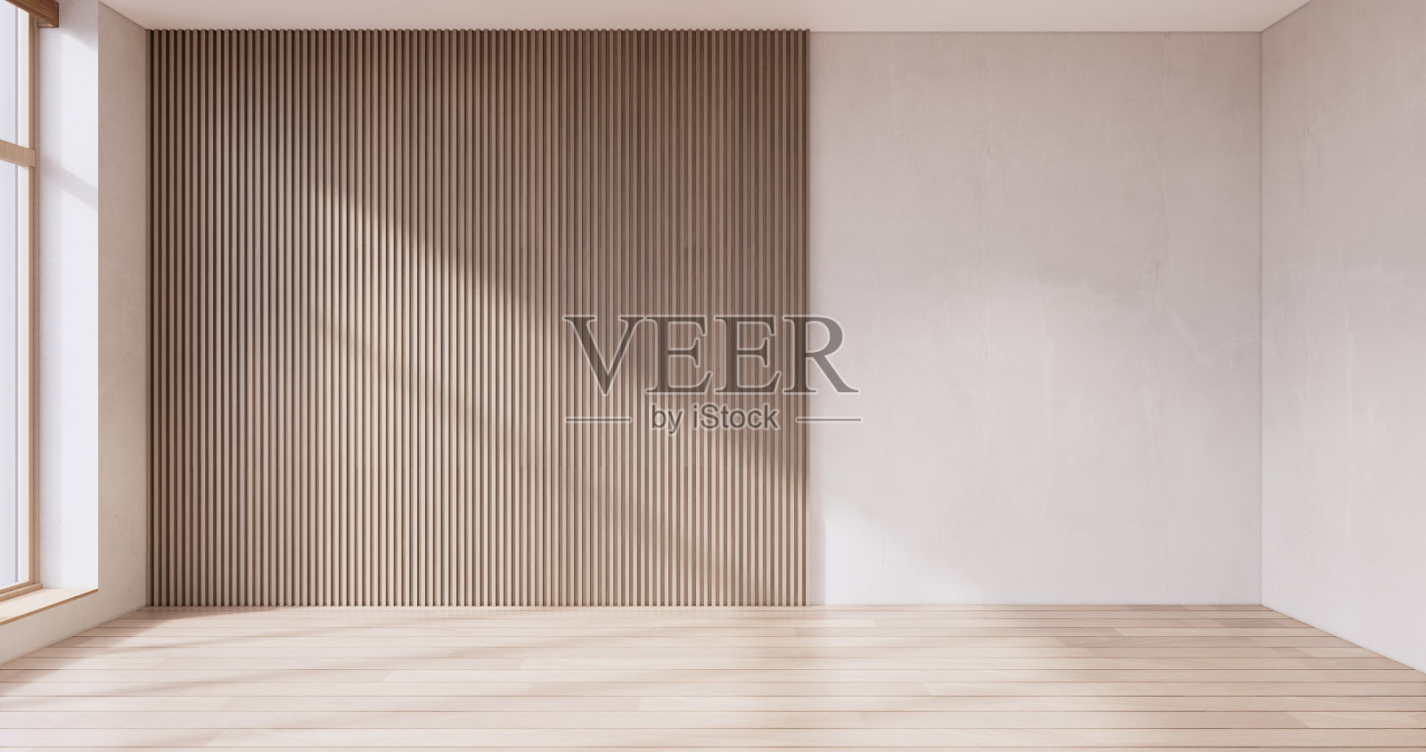 无印良品风格，空木质房间，清洁日式房间内部，照片摄影图片