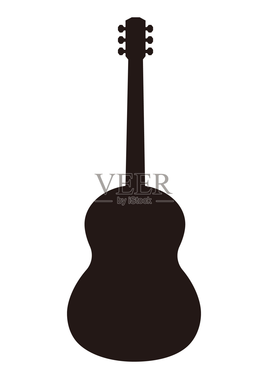 时尚而酷的古典吉他剪影插图设计元素图片