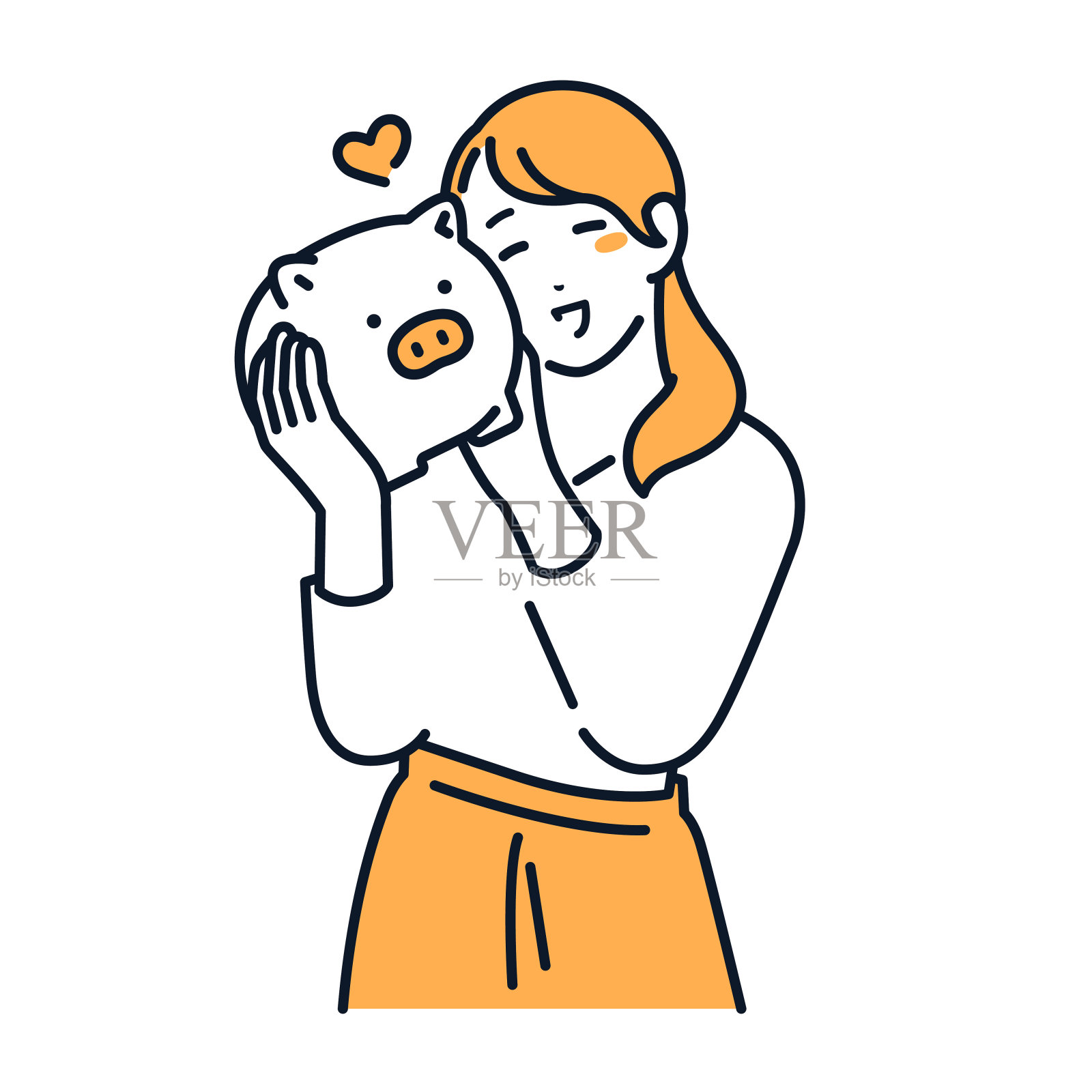 一个成功省钱的年轻女人的简单矢量插图材料插画图片素材