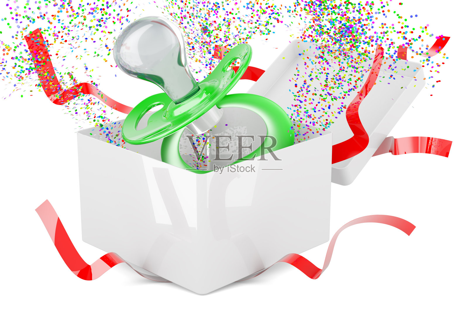 婴儿奶嘴内礼盒，目前的概念。三维渲染照片摄影图片