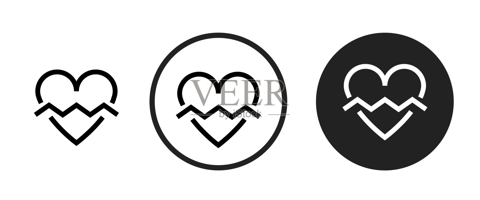 心碎的图标集。网站设置图标矢量。电脑和手机图标素材