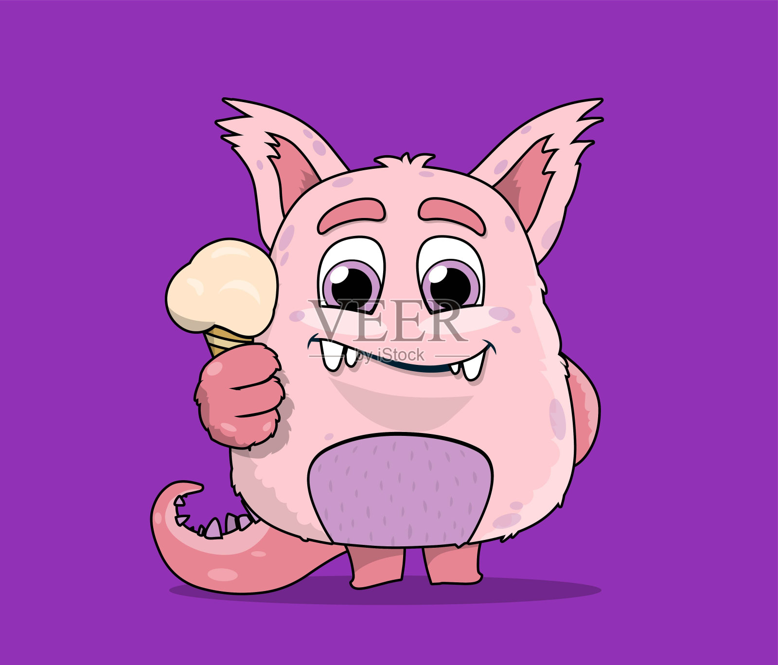 彩色粉色怪物插画图片素材