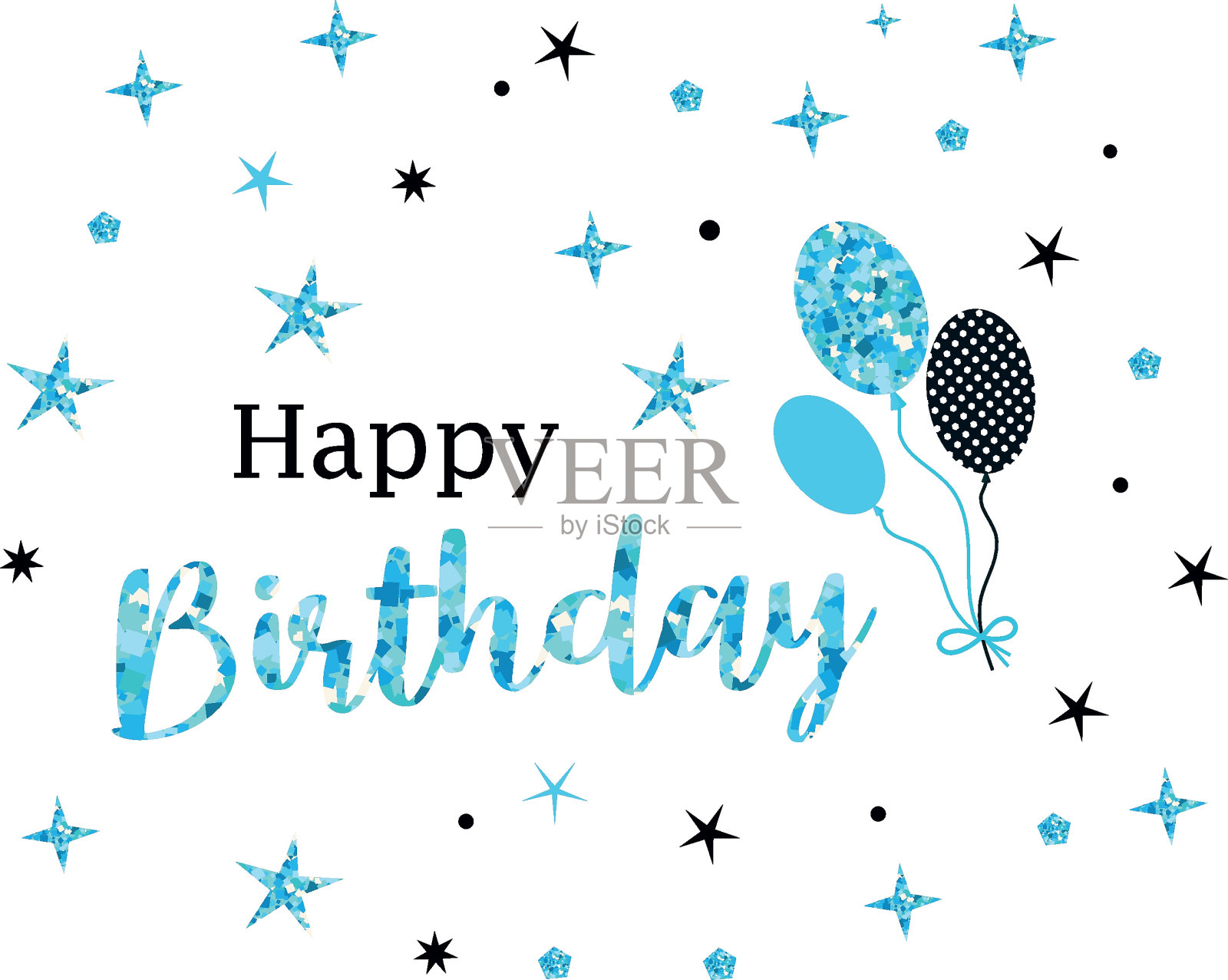 生日快乐手写体带有金色闪光效果，白色背景上孤立的卷曲书法。矢量插图。非常适合卡片设计。设计模板素材