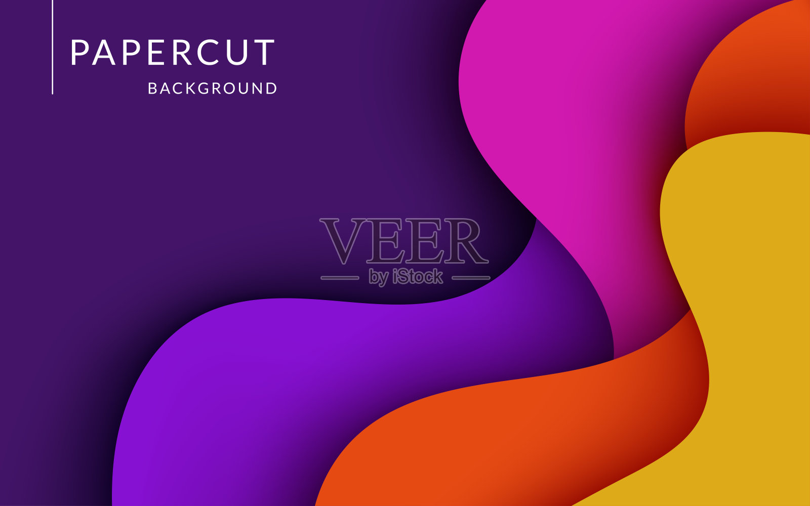 多层彩色波浪纹理3D剪纸图层在梯度矢量旗帜。摘要剪纸艺术背景设计网站模板。地形图概念或平滑折纸剪纸插画图片素材