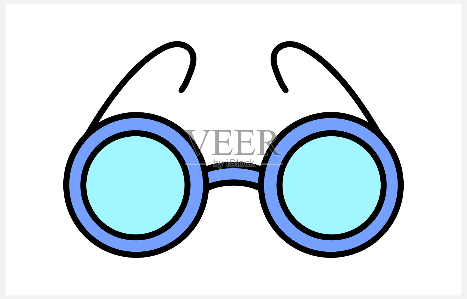 涂鸦眼镜图标隔离。素描剪纸艺术。卡通矢量股票插图。设计元素图片