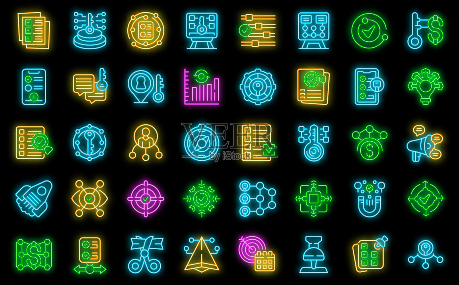 关键点图标设置矢量霓虹图标素材