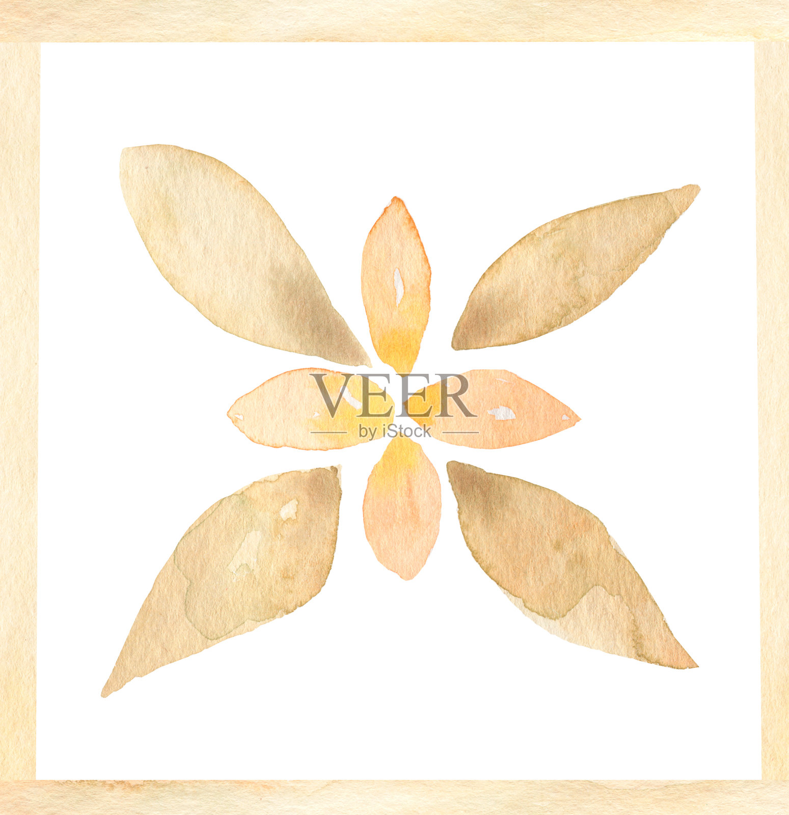 水彩手绘设计适用于瓷砖、彩绘、水彩装饰。插画图片素材