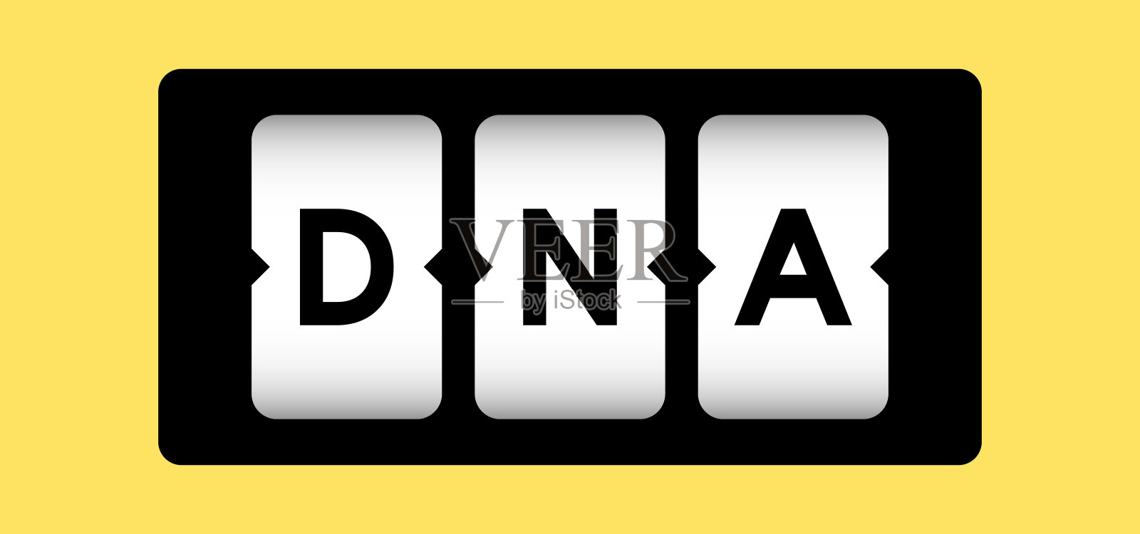 黑色的文字DNA(脱氧核糖核酸的缩写)的槽横幅与黄色的背景插画图片素材