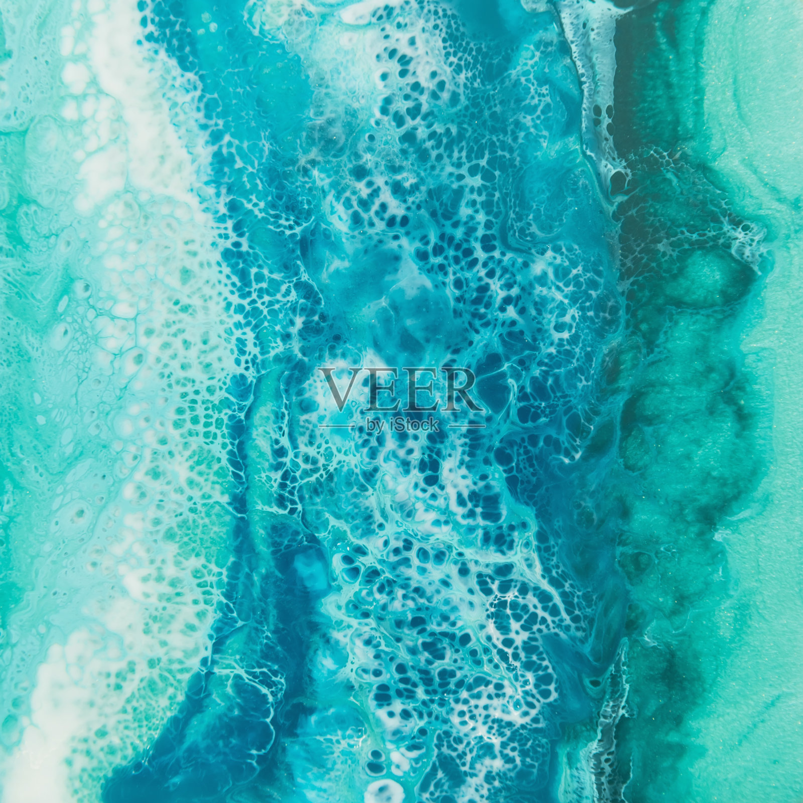 环氧树脂抽象艺术与蓝绿色和蓝色。树脂效果背景照片摄影图片