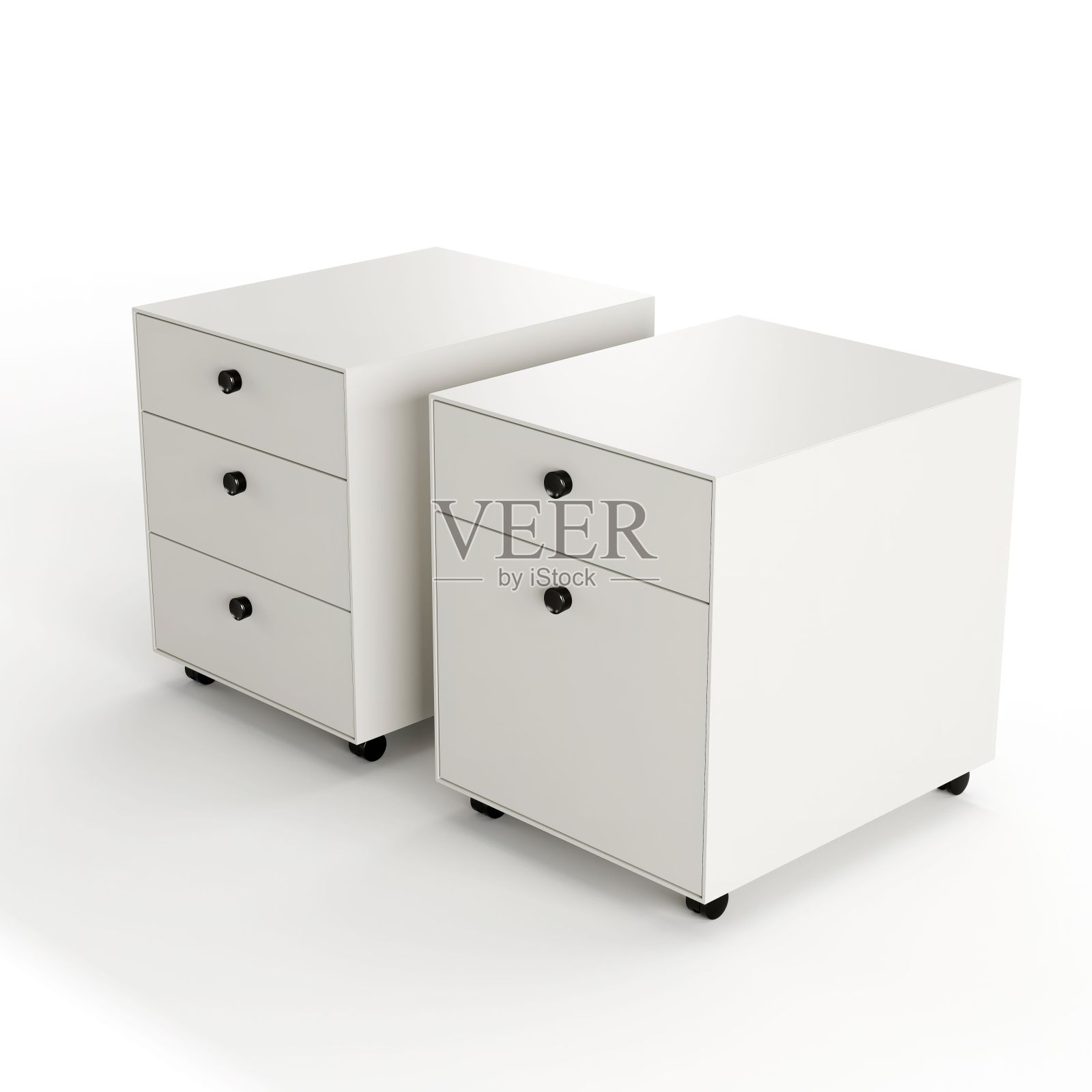 白色床头柜孤立在白色背景上的3d插图照片摄影图片