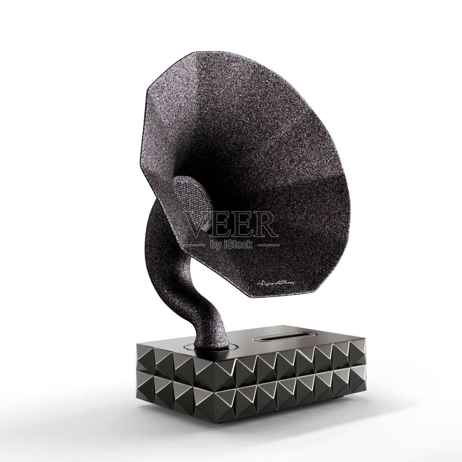 一个在白色背景上隔离的漆黑音响盒的3d插图照片摄影图片